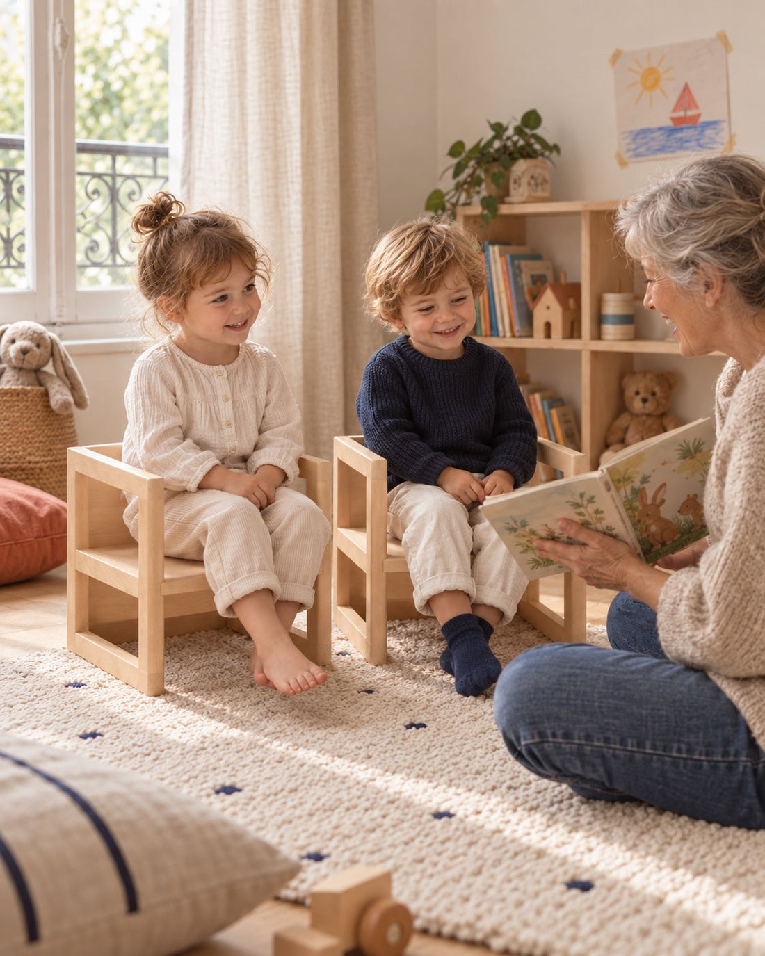 Deux petites chaises pour une histoire avec mamie.