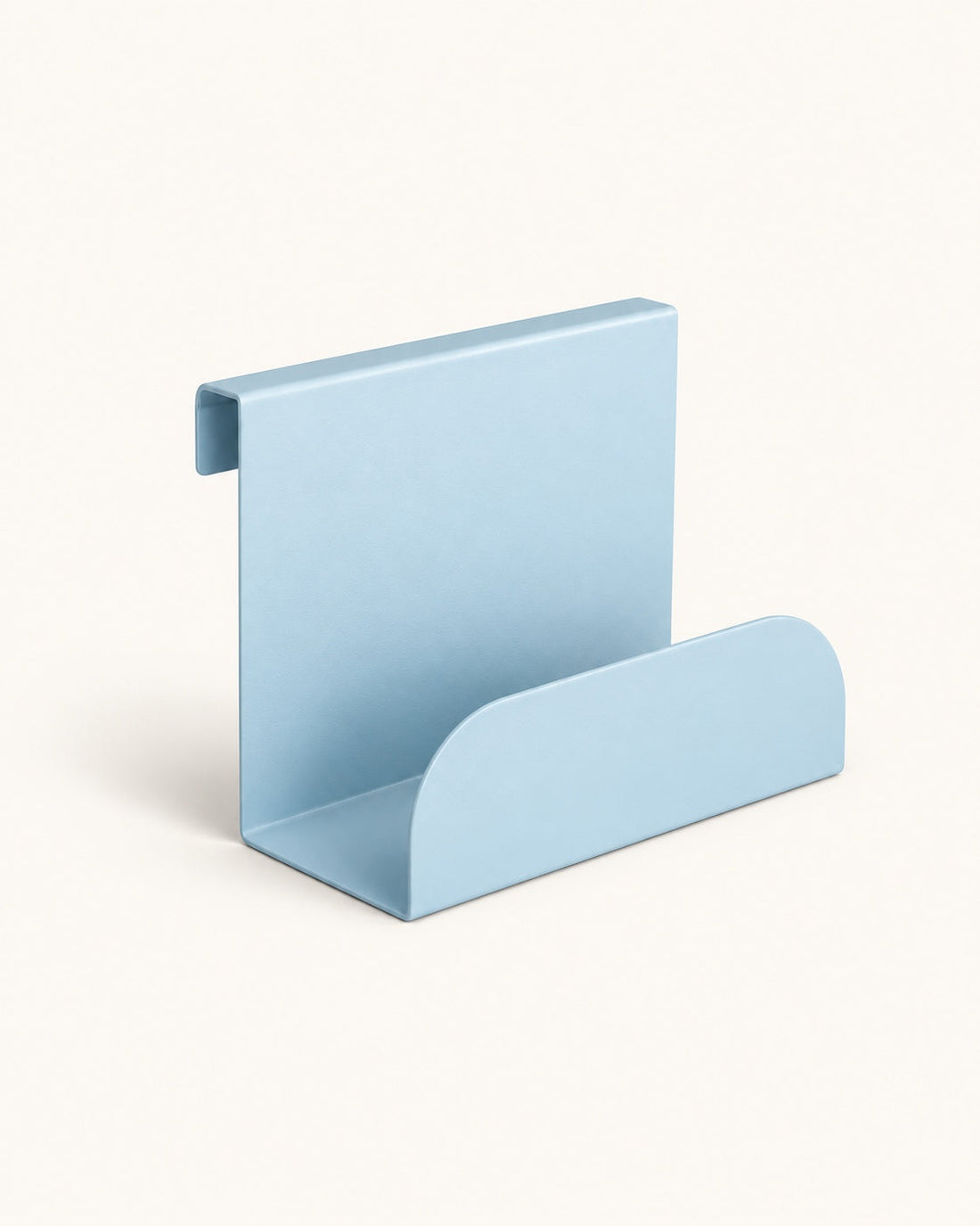 Le porte-livres bleu ciel.