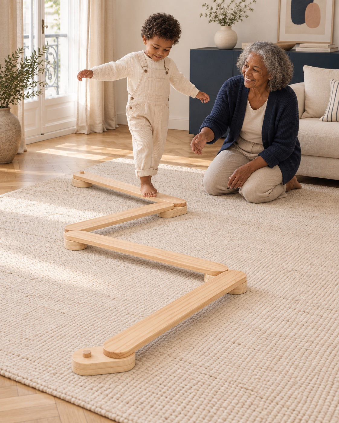 Un pas après l’autre. Avancer sur le parcours, accompagné de sa grand-mère.